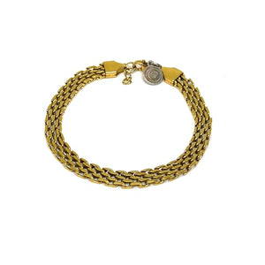 OCHRANA Pulsera ajustable de tejido de acero inoxidable dorado