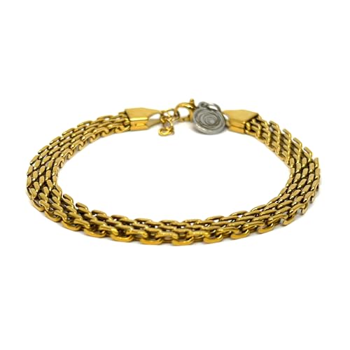 OCHRANA Pulsera ajustable de tejido de acero inoxidable dorado