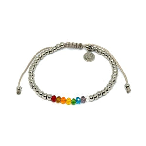 OCHRANA Pulsera ajustable de acero inoxidable con cristales de chakras de 4mm