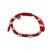 Cargar imagen en el visor de la galería, OCHRANA Pulsera ajustable de macramé roja de nudo de serpiente con acero inoxidable de 6mm
