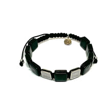 Cargar imagen en el visor de la galería, OCHRANA Pulsera ajustable de cuentas cuadradas de ojo de tigre negro con acero inoxidable de 10mm
