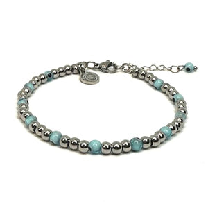 OCHRANA Pulsera ajustable de acero inoxidable con ojo turco celeste con broche de acero de 4mm