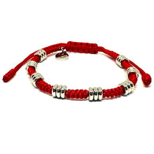 Cargar imagen en el visor de la galería, OCHRANA Pulsera ajustable de macramé roja de nudo de serpiente con acero inoxidable de 6mm
