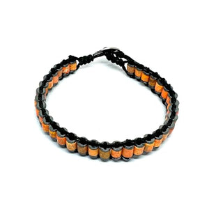 OCHRANA Pulsera ajustable de 18 cm de jaspe naranja con hematita cosida de 4mm