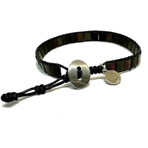 OCHRANA Pulsera ajustable de cuentas cuadradas de hematita de 5mm