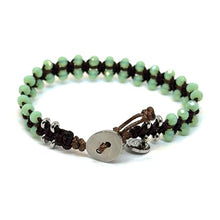 Cargar imagen en el visor de la galería, OCHRANA Pulsera ajustable tejida con cristal verde y acero inoxidable
