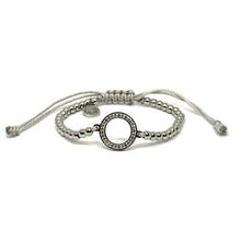 Cargar imagen en el visor de la galería, OCHRANA Pulsera ajustable de acero inoxidable con dije de circulo con zirconia de 4mm
