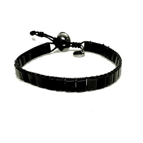 OCHRANA Pulsera ajustable de cuentas cuadradas de hematita de 5mm