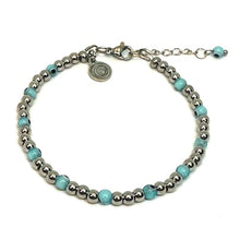 Cargar imagen en el visor de la galería, OCHRANA Pulsera ajustable de acero inoxidable con ojo turco celeste con broche de acero de 4mm
