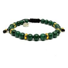 Cargar imagen en el visor de la galería, OCHRANA Pulsera ajustable de malaquita verde y acero inoxidable dorado de 6mm
