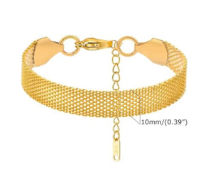 OCHRANA Pulsera ajustable de malla de acero inoxidable dorada