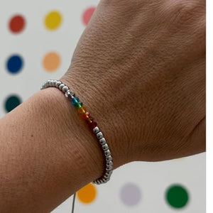 OCHRANA Pulsera ajustable de acero inoxidable con cristales de chakras de 4mm