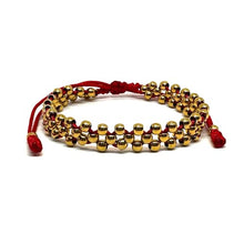 Cargar imagen en el visor de la galería, OCHRANA Pulsera ajustable de macramé roja con cuentas de acero inoxidable doradas de 4mm
