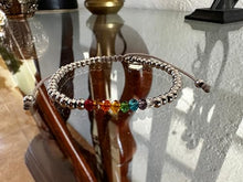 Cargar imagen en el visor de la galería, OCHRANA Pulsera ajustable de acero inoxidable con cristales de chakras de 4mm
