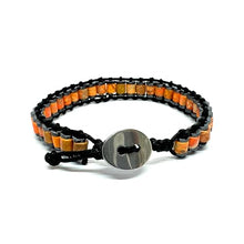 Cargar imagen en el visor de la galería, OCHRANA Pulsera ajustable de 18 cm de jaspe naranja con hematita cosida de 4mm
