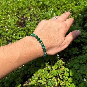 OCHRANA Pulsera ajustable de malaquita verde y acero inoxidable dorado de 6mm