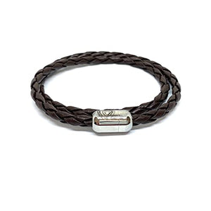 OCHRANA Pulsera de paracord con broche magnético de cuero café