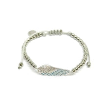 Cargar imagen en el visor de la galería, OCHRANA Pulsera ajustable de acero inoxidable con dije de ala de angel con zirconia de 4mm
