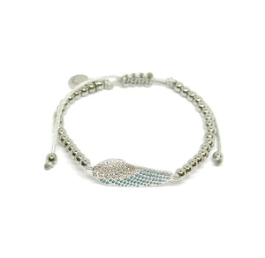 OCHRANA Pulsera ajustable de acero inoxidable con dije de ala de angel con zirconia de 4mm