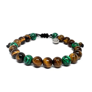 OCHRANA Pulsera ajustable de ojo de tigre con malaquita verde de 8mm