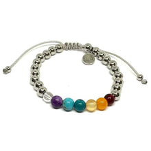 Cargar imagen en el visor de la galería, OCHRANA Pulsera ajustable de los 7 chakras con acero inoxidable de 6mm
