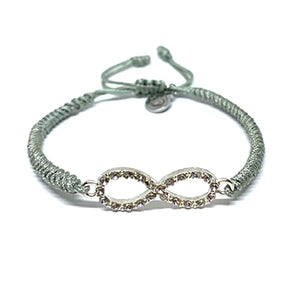 OCHRANA Pulsera ajustable de macramé plateado con dije de infinito