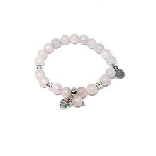 Cargar imagen en el visor de la galería, Pulsera de 18 cm con Cuarzo Rosa Mate, hematita Plateada y Dije de Corazon de 8mm - Ochrana México
