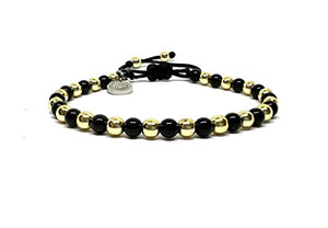 OCHRANA pulsera ajustable de hematita dorada y ágata negra de 4mm