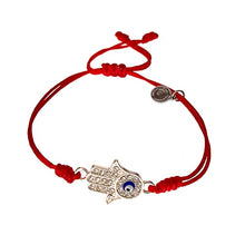 Cargar imagen en el visor de la galería, OCHRANA Pulsera ajustable de macramé roja con dije de mano de Fatima
