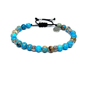 OCHRANA Pulsera ajustable de piedra de sedimento azul de 6mm