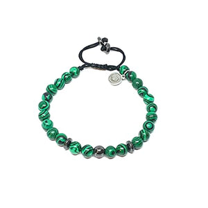 OCHRANA Pulsera ajustable de malaquita verde y hematita de 6mm