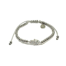 Cargar imagen en el visor de la galería, OCHRANA Pulsera ajustable de acero inoxidable con dije de mano de fatima con zirconia de 4mm
