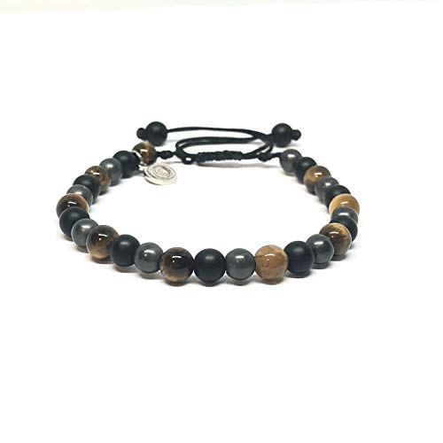 Ochrana Pulsera Ajustable con Ojo de Tigre, ágata y hematita de 6mm - Ochrana México