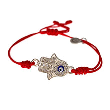 Cargar imagen en el visor de la galería, OCHRANA Pulsera ajustable de macramé roja con dije de mano de Fatima
