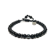 Cargar imagen en el visor de la galería, Ochrana Pulsera Ajustable de Agatha Negra Mate con hematita de 6mm
