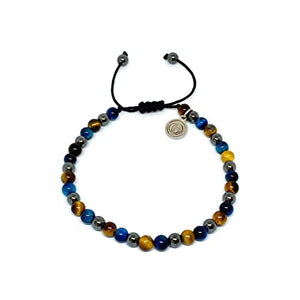 OCHRANA Pulsera ajustable de ojo de tigre azul zircón, ojo de tigre amarillo y hematita de 4mm