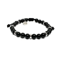 Cargar imagen en el visor de la galería, OCHRANA Pulsera ajustable de obsidiana con acero inoxidable de 6mm
