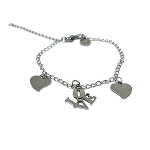 Pulsera Ajustable de Acero Inoxidable con dijes de corazón y Love - Ochrana México