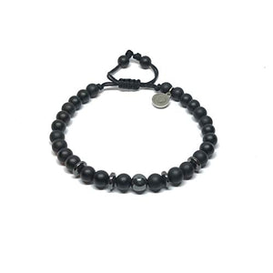 Ochrana Pulsera Ajustable de Agatha Negra Mate con hematita de 6mm