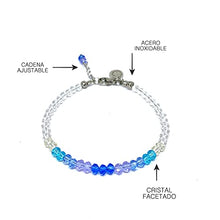 Cargar imagen en el visor de la galería, OCHRANA Pulsera ajustable de cristal facetado color azul y morado con blanco
