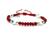 Cargar imagen en el visor de la galería, OCHRANA pulsera ajustable de cristal facetado color rojo coj ojo turco de 4mm
