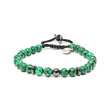 Cargar imagen en el visor de la galería, OCHRANA Pulsera ajustable de malaquita verde y hematita de 6mm
