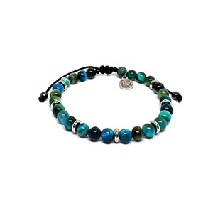 OCHRANA Pulsera ajustable de ojo de tigre azul con acero inoxidable de 6mm