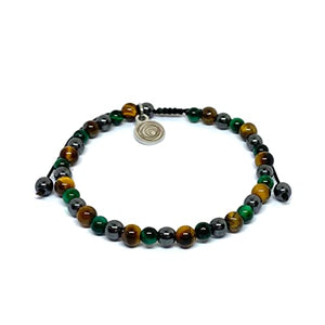 OCHRANA pulsera ajustable de ojo de tigre verde, ojo de tigre amarillo y hematita de 4mm