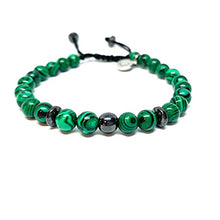 Cargar imagen en el visor de la galería, OCHRANA Pulsera ajustable de malaquita verde y hematita de 6mm
