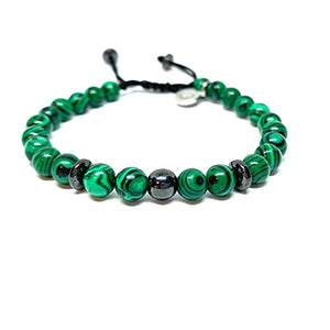 OCHRANA Pulsera ajustable de malaquita verde y hematita de 6mm