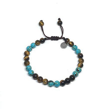 Cargar imagen en el visor de la galería, Ochrana Pulsera Ajustable de Ojo de Tigre y howlita Azul Aqua de 6mm - Ochrana México
