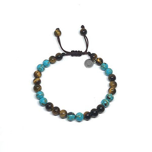 Ochrana Pulsera Ajustable de Ojo de Tigre y howlita Azul Aqua de 6mm - Ochrana México