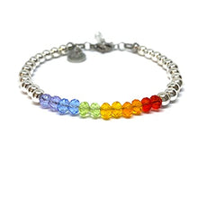 Cargar imagen en el visor de la galería, OCHRANA Pulsera ajustable de cristal facetado de colores chakras con hematita
