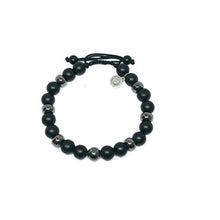 Cargar imagen en el visor de la galería, Ochrana Pulsera para Hombre Ajustable de Agata Negra Mate y hematita de 8mm
